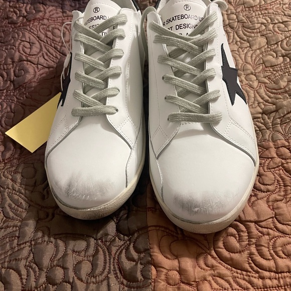 Golden Goose White and Gray Skateboarding Shoes